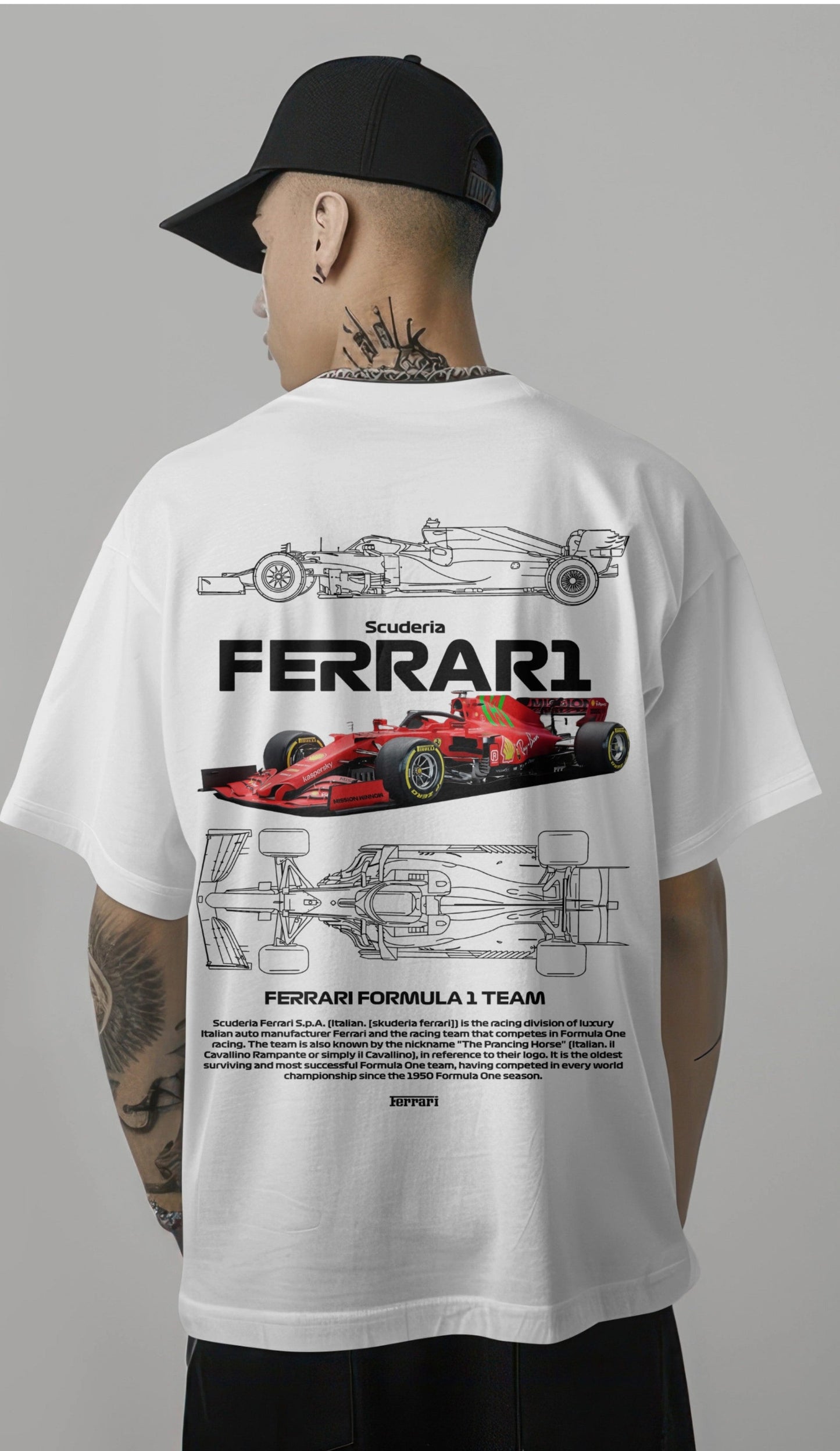 F1 Scuderia Ferrari 1 Printed Oversized T-shirt Harble Outfits