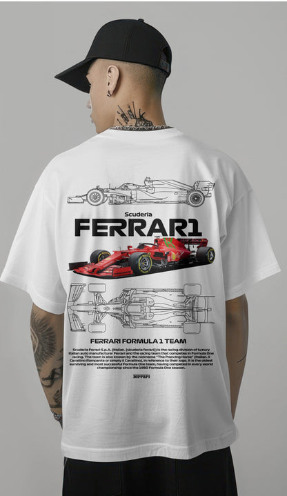 F1 Scuderia Ferrari 1 Printed Oversized T-shirt Harble Outfits
