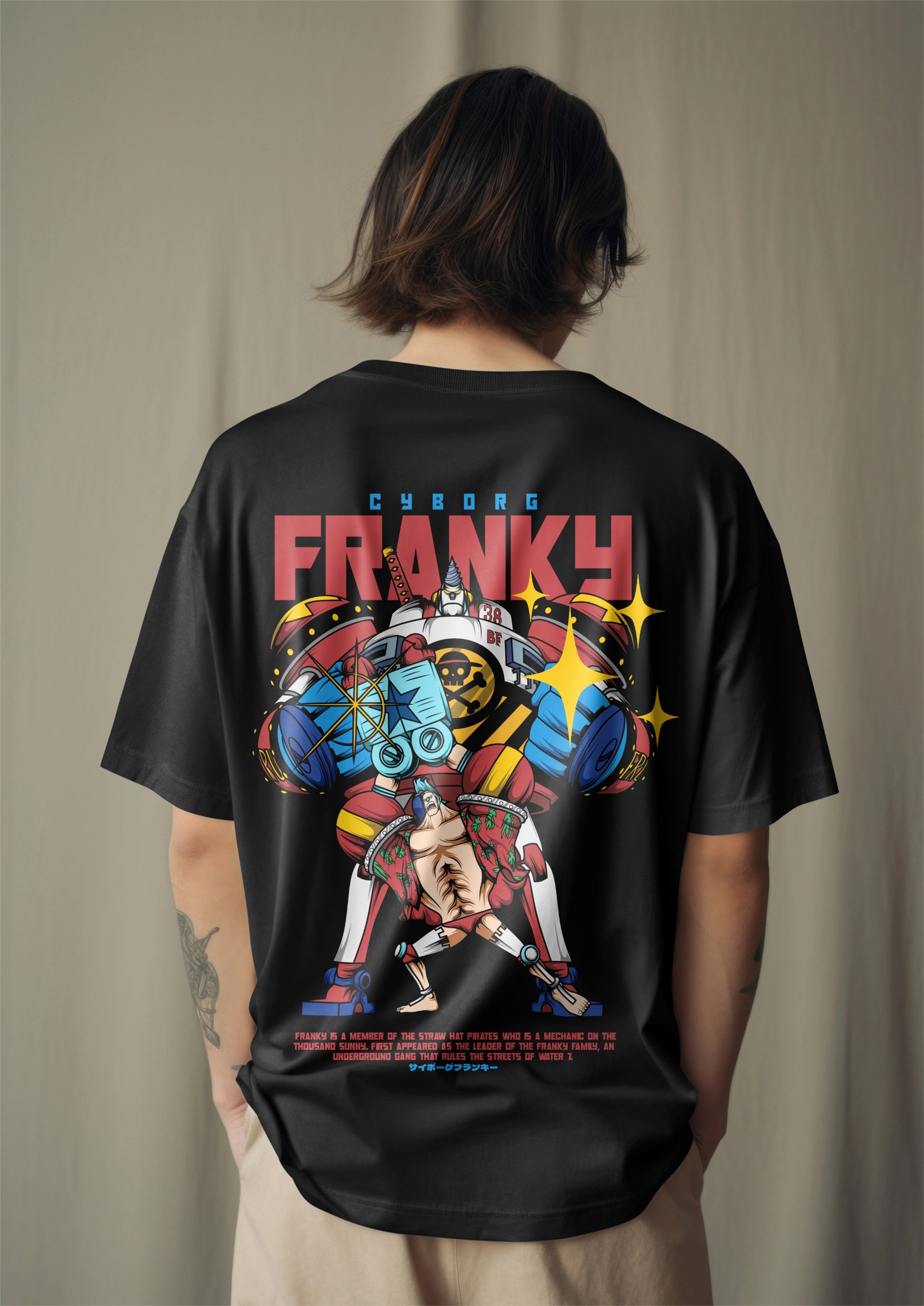 One Piece Cyborg Franky Graphic Printed Oversized T-shirt Harble Outfits