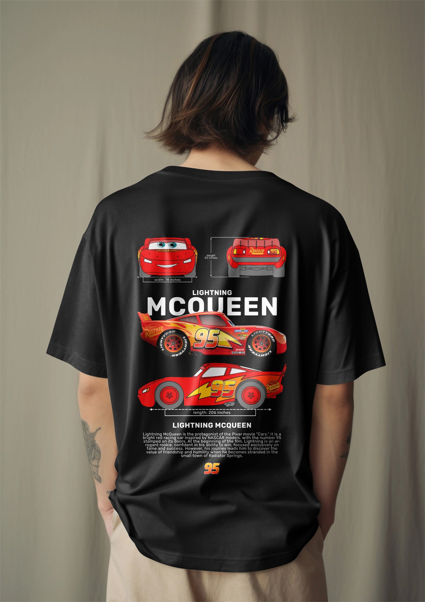 Lightning McQueen Graphic Printed Oversized T-shirt Harble Outfits