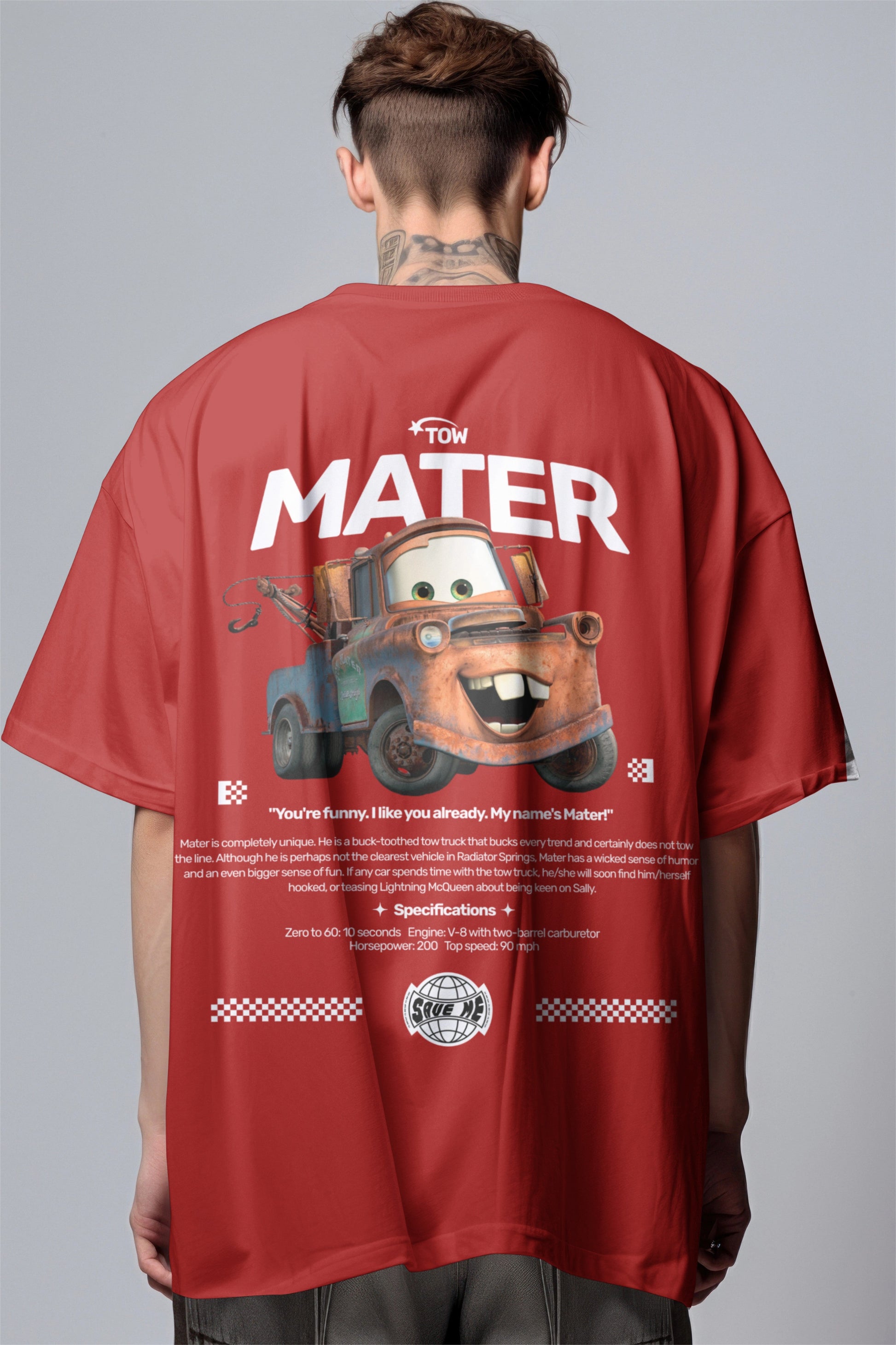 Tow Mater Graphic Printed Oversized T-shirt – Rusty But Reliable Edition Harble Outfits