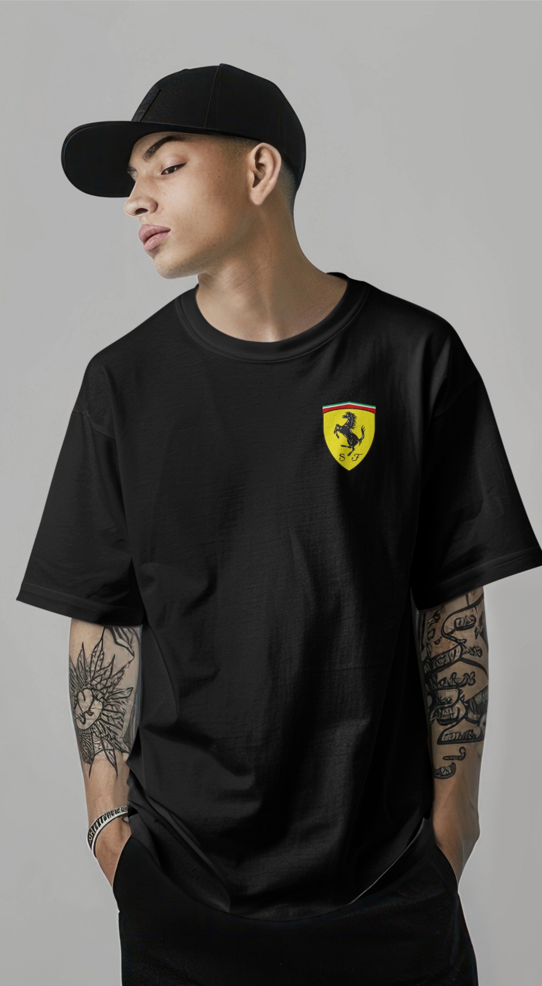 F1 Scuderia Ferrari 1 Printed Oversized T-shirt Harble Outfits