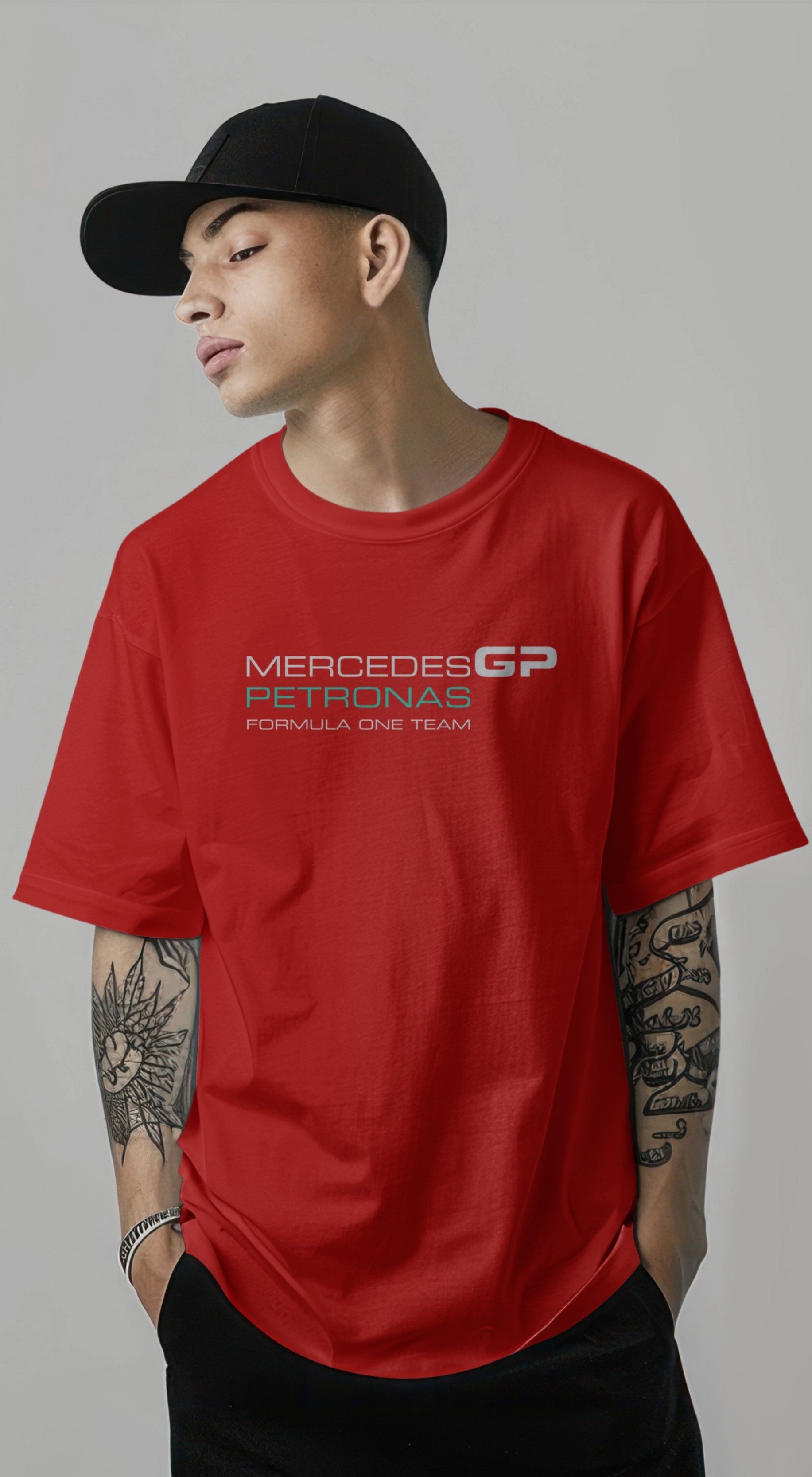 F1 Mercedes AMG Petronas 1 Printed Oversized T-shirt Harble Outfits