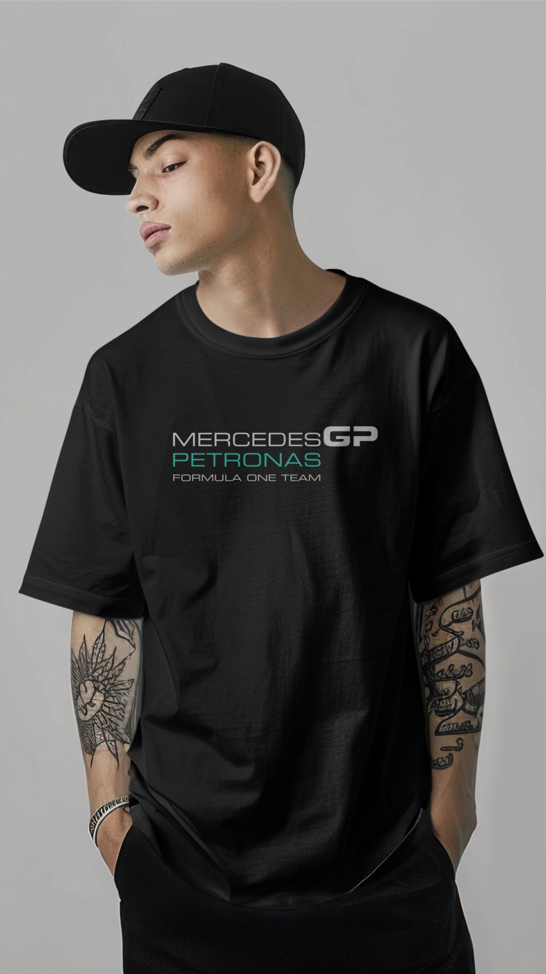 F1 Mercedes AMG Petronas 1 Printed Oversized T-shirt Harble Outfits