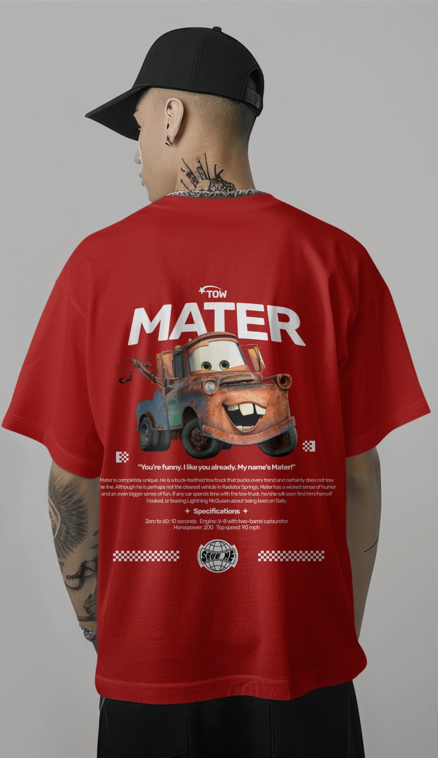 Tow Mater Graphic Printed Oversized T-shirt – Rusty But Reliable Edition Harble Outfits