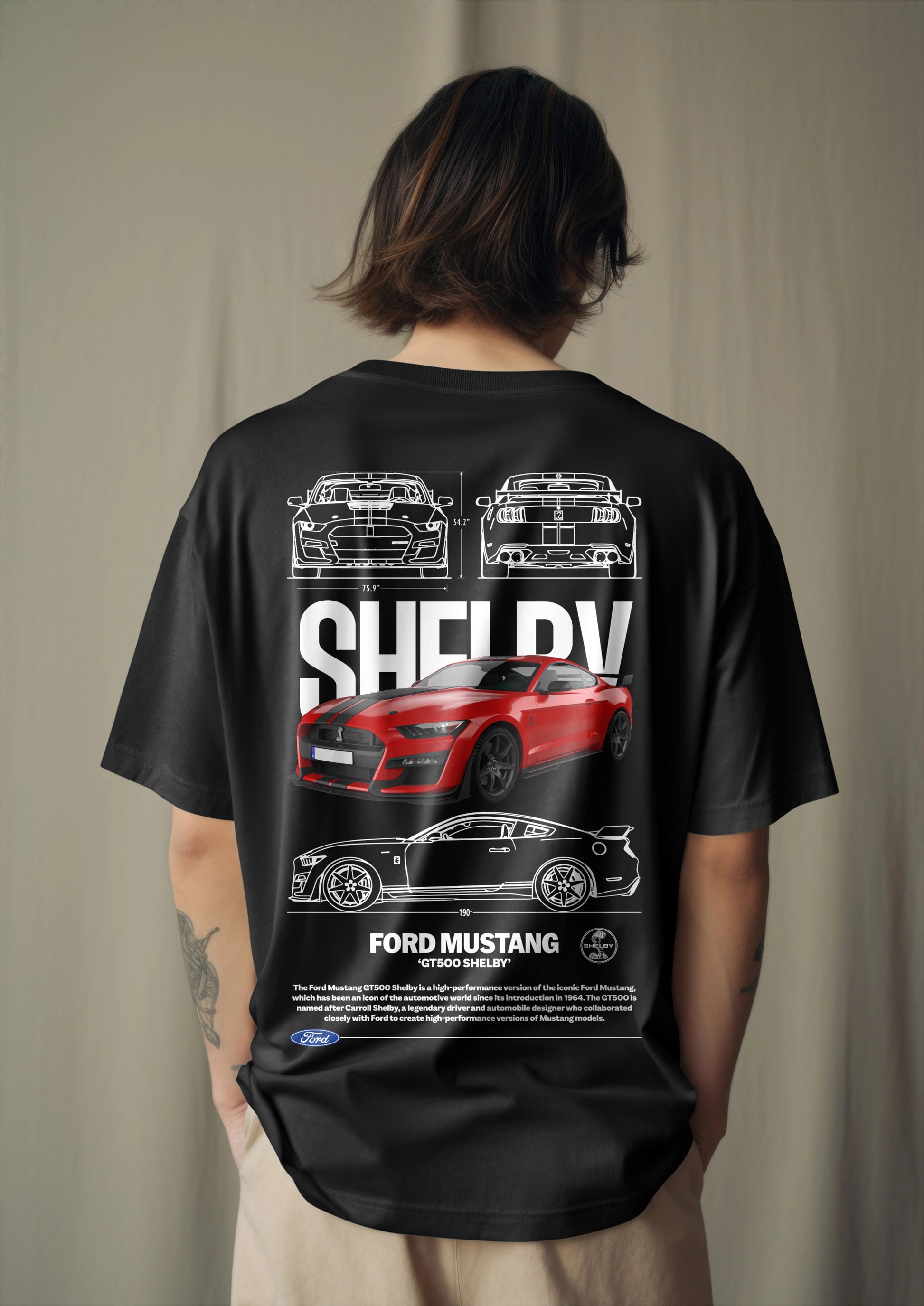 Mustang Shelby GT500 Graphic Printed Oversized T-shirt Harble Outfits