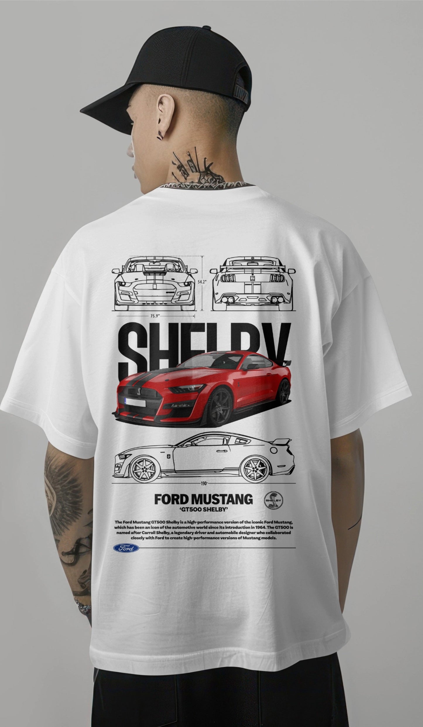 Mustang Shelby GT500 Graphic Printed Oversized T-shirt Harble Outfits