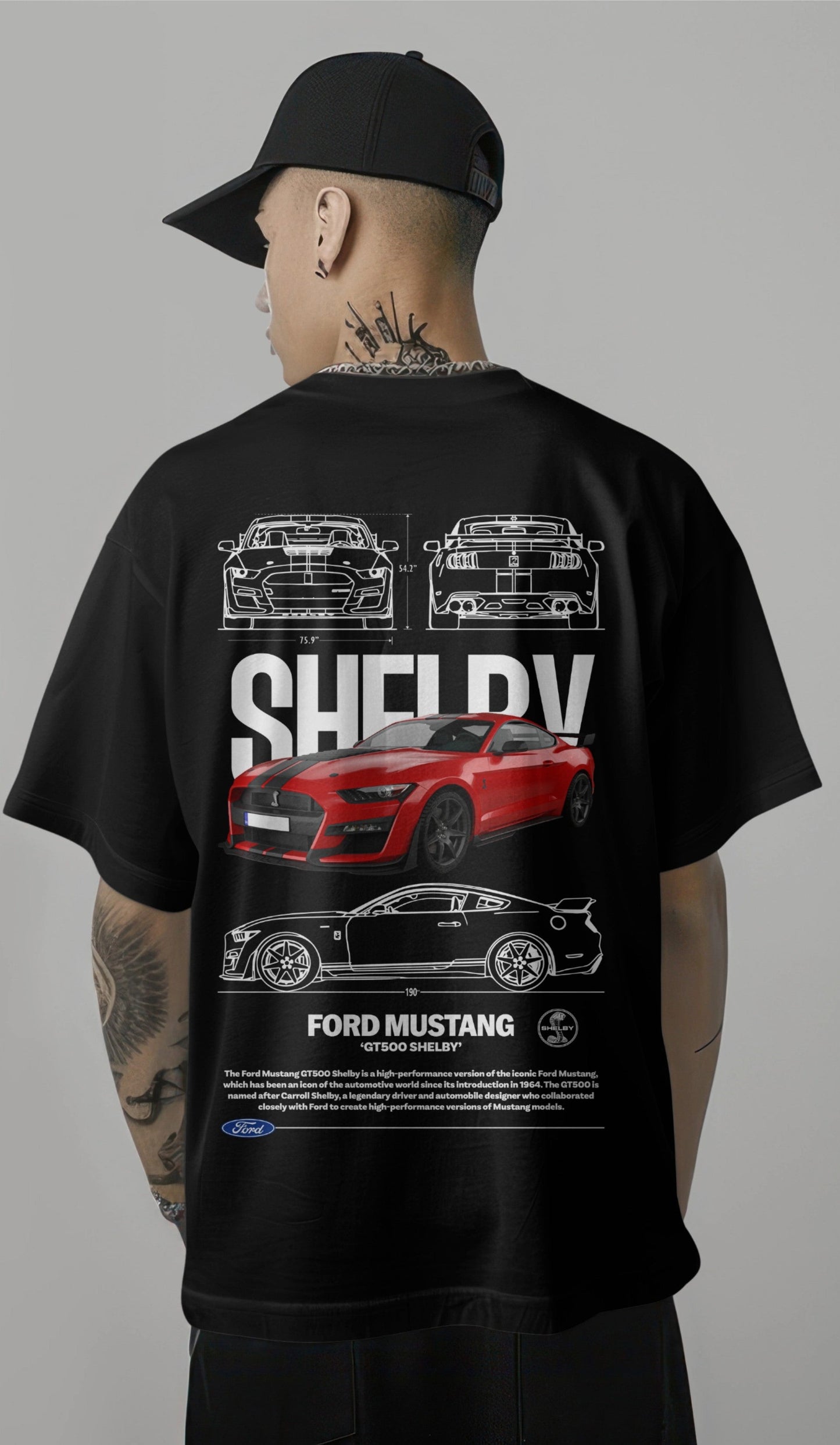 Mustang Shelby GT500 Graphic Printed Oversized T-shirt Harble Outfits
