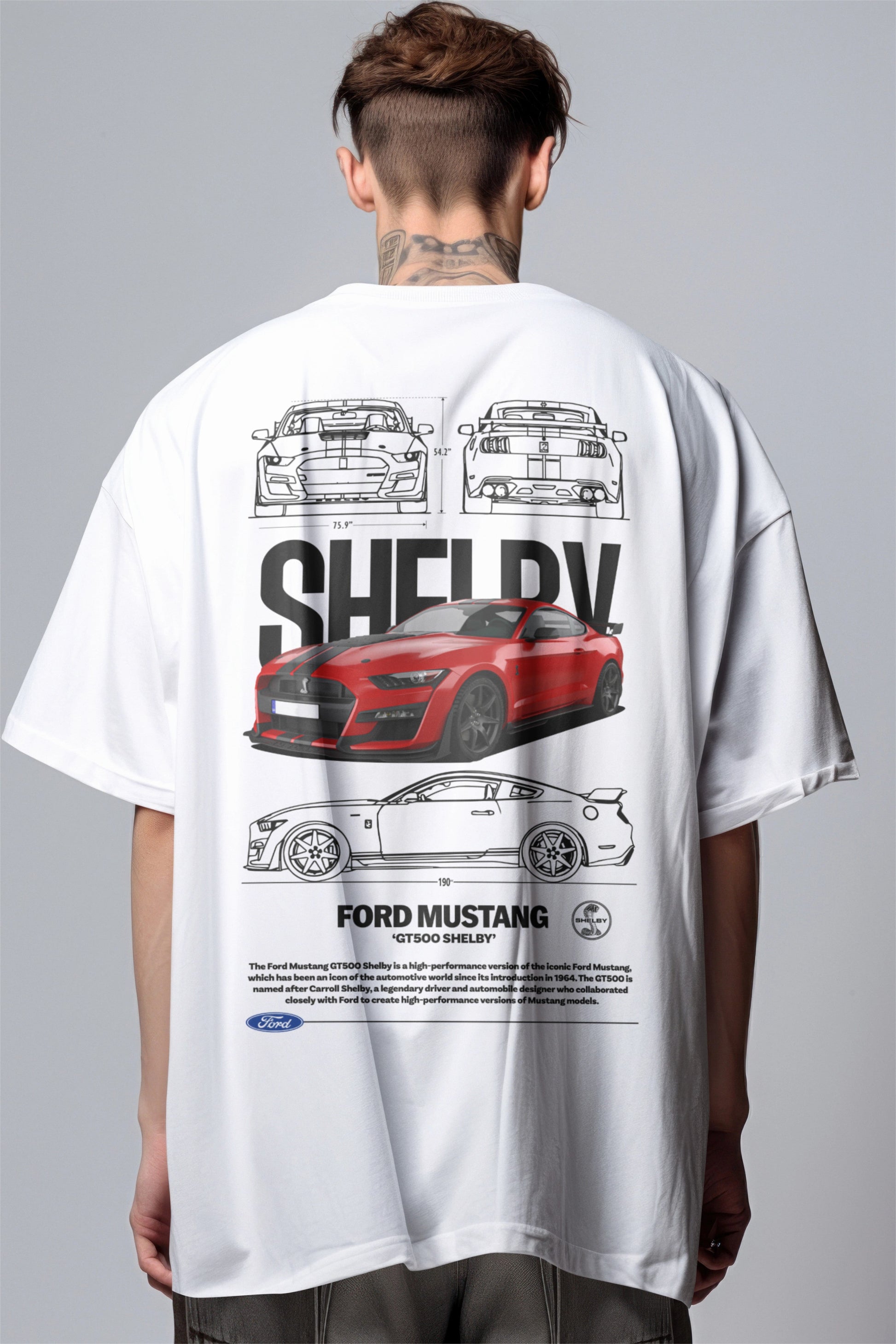 Mustang Shelby GT500 Graphic Printed Oversized T-shirt Harble Outfits