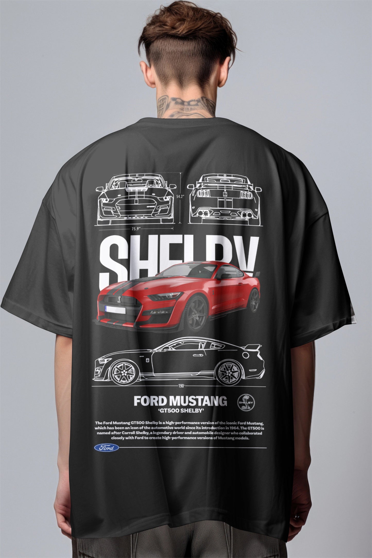 Mustang Shelby GT500 Graphic Printed Oversized T-shirt Harble Outfits