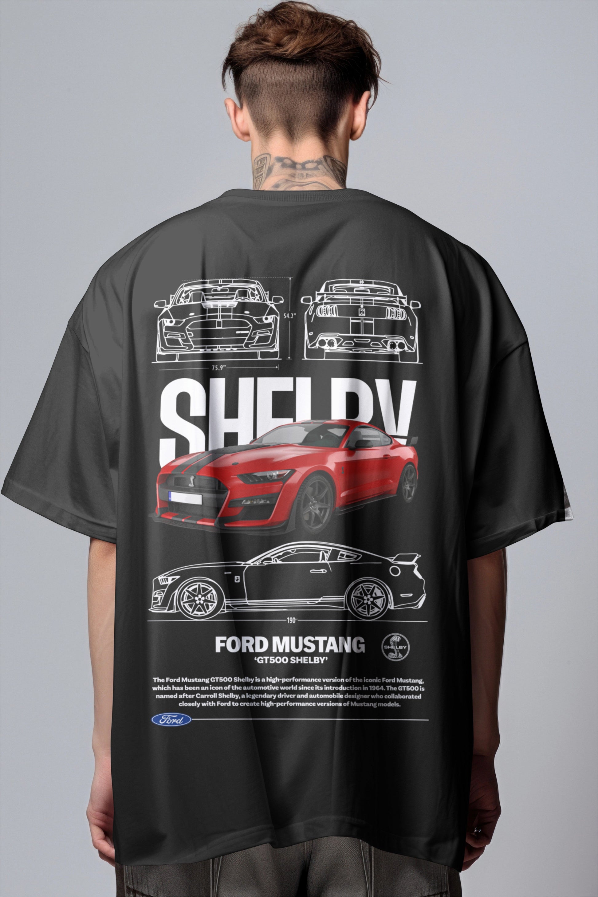 Mustang Shelby GT500 Graphic Printed Oversized T-shirt Harble Outfits