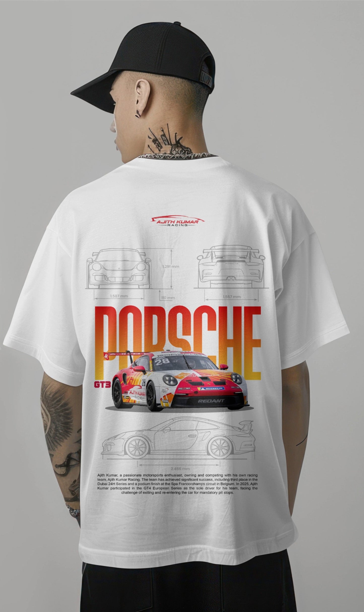 Ajith Kumar Racing Graphic Printed Oversized T-shirt Harble Outfits