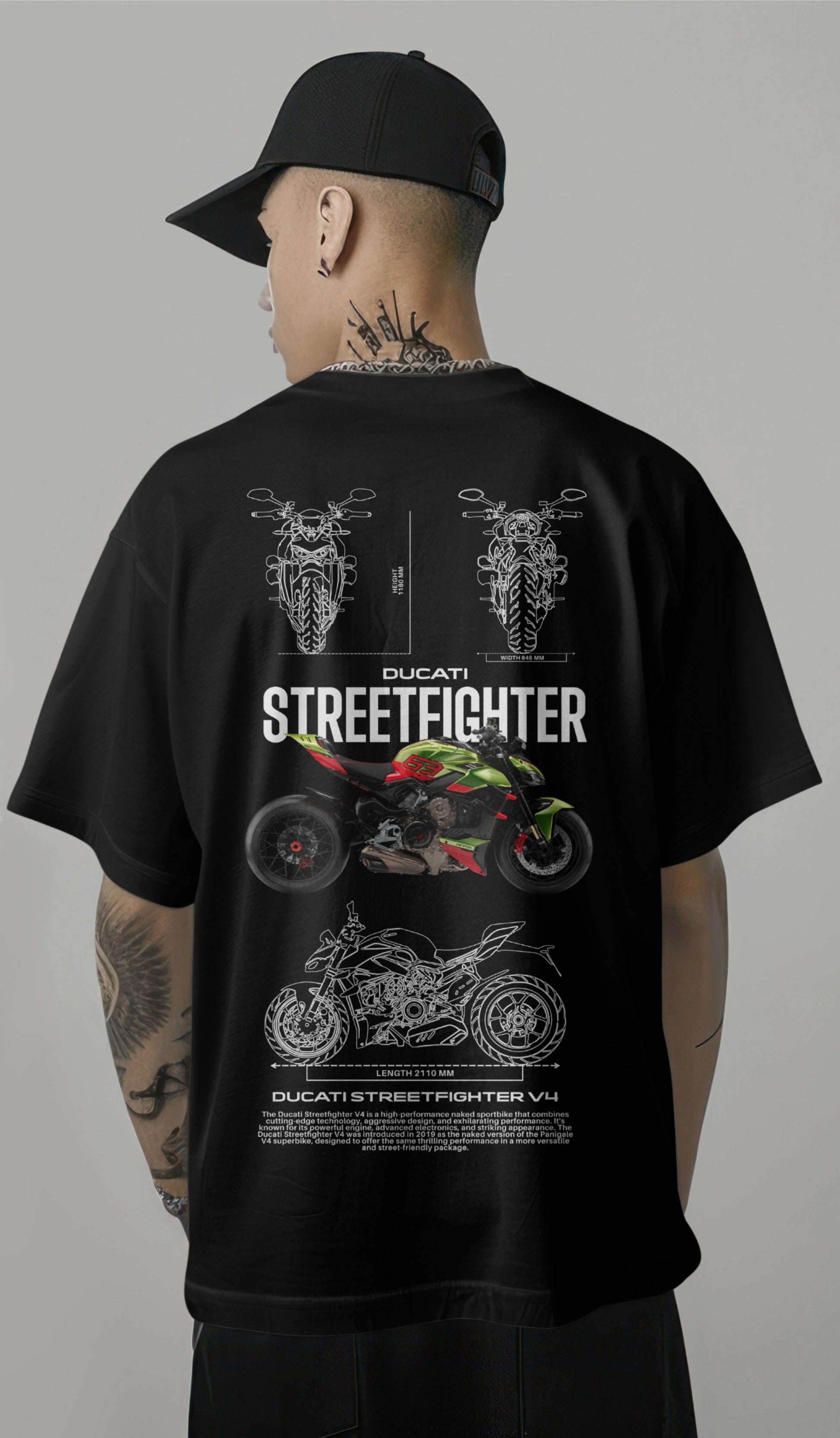 Ducati Street Fighter Graphic Printed Oversized T-shirt Harble Outfits
