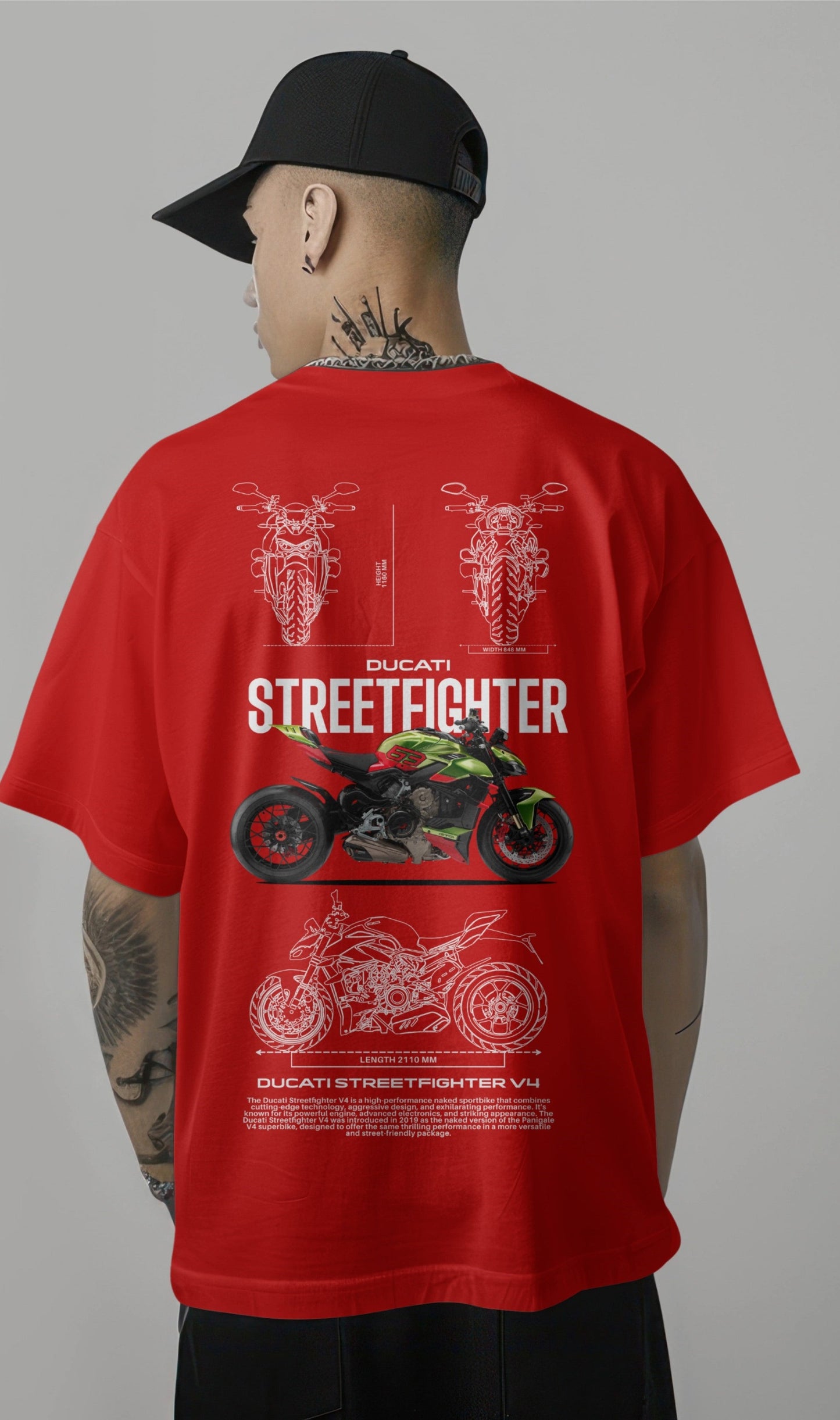 Ducati Street Fighter Graphic Printed Oversized T-shirt Harble Outfits