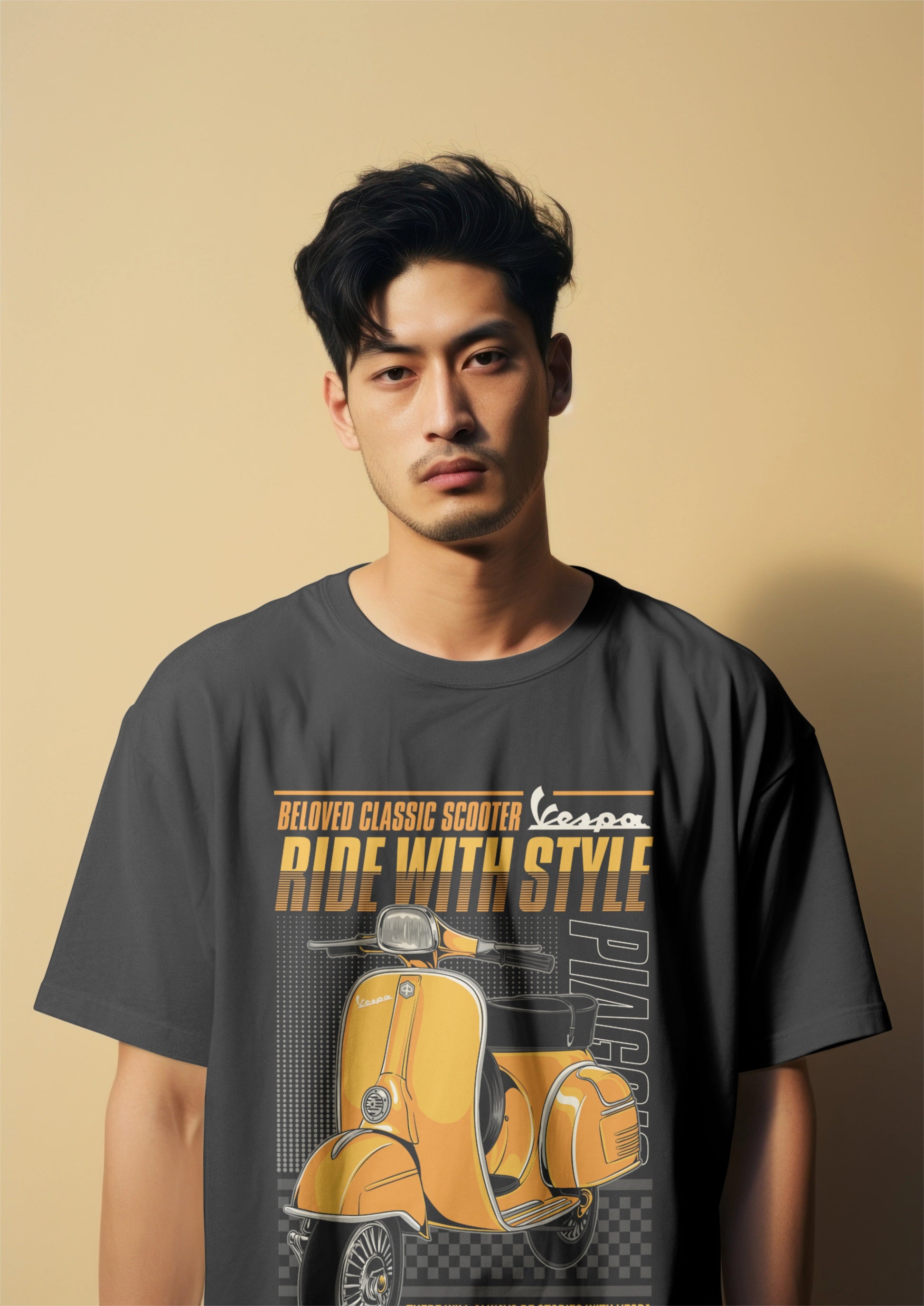 Vespa “Ride with Style” Retro Scooter Graphic Printed Oversized T-shirt Harble Outfits