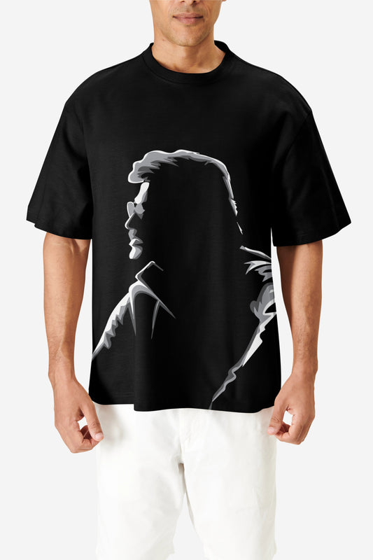 Rajini Silhouette Front-Print Oversized T-Shirt – Black Edition Harble Outfits