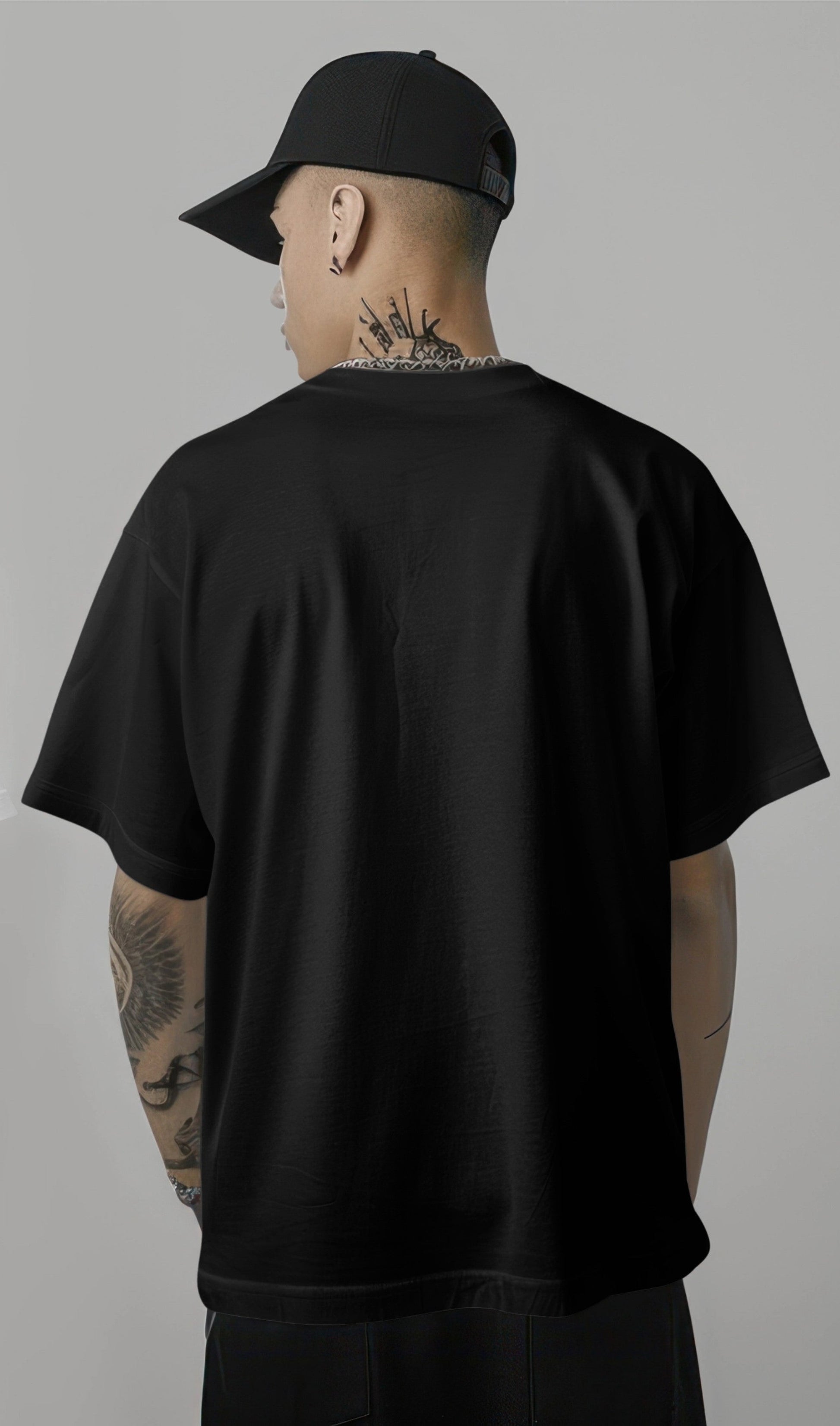 Rajini Silhouette Front-Print Oversized T-Shirt – Black Edition Harble Outfits