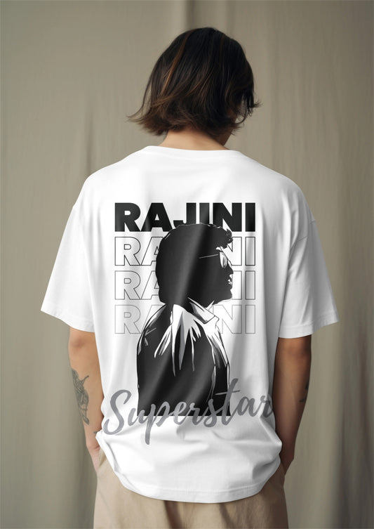 Rajini Superstar Back-Print Oversized T-Shirt – Black Drop Harble Outfits