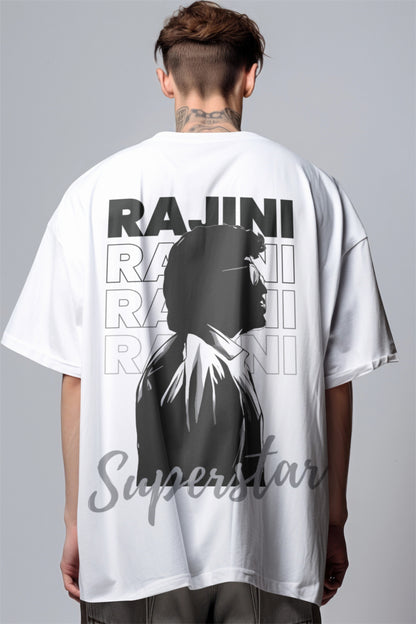 Rajini Superstar Back-Print Oversized T-Shirt – Black Drop Harble Outfits