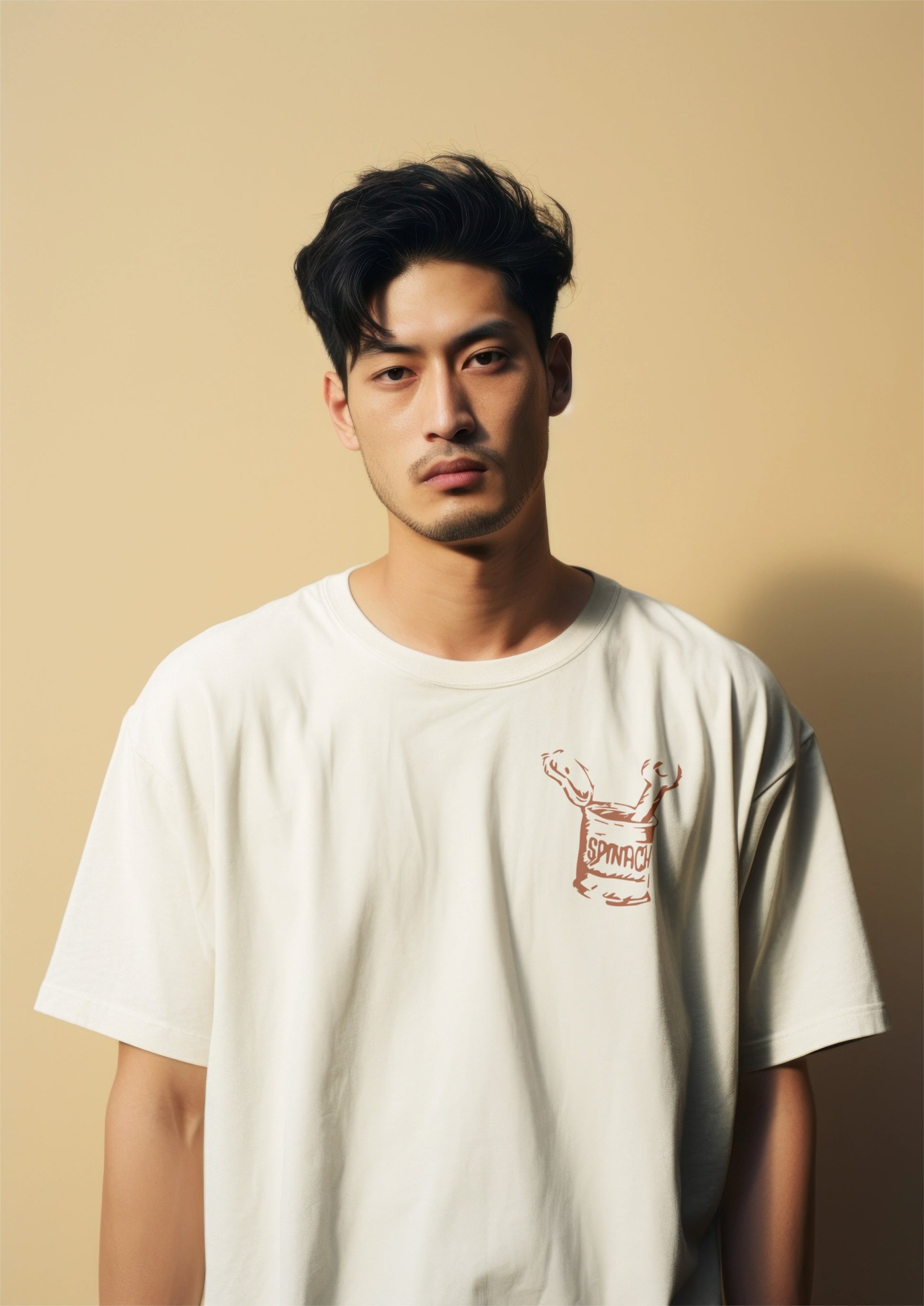 Popeye Graphic Back Print Oversized White T-Shirt Harble Outfits
