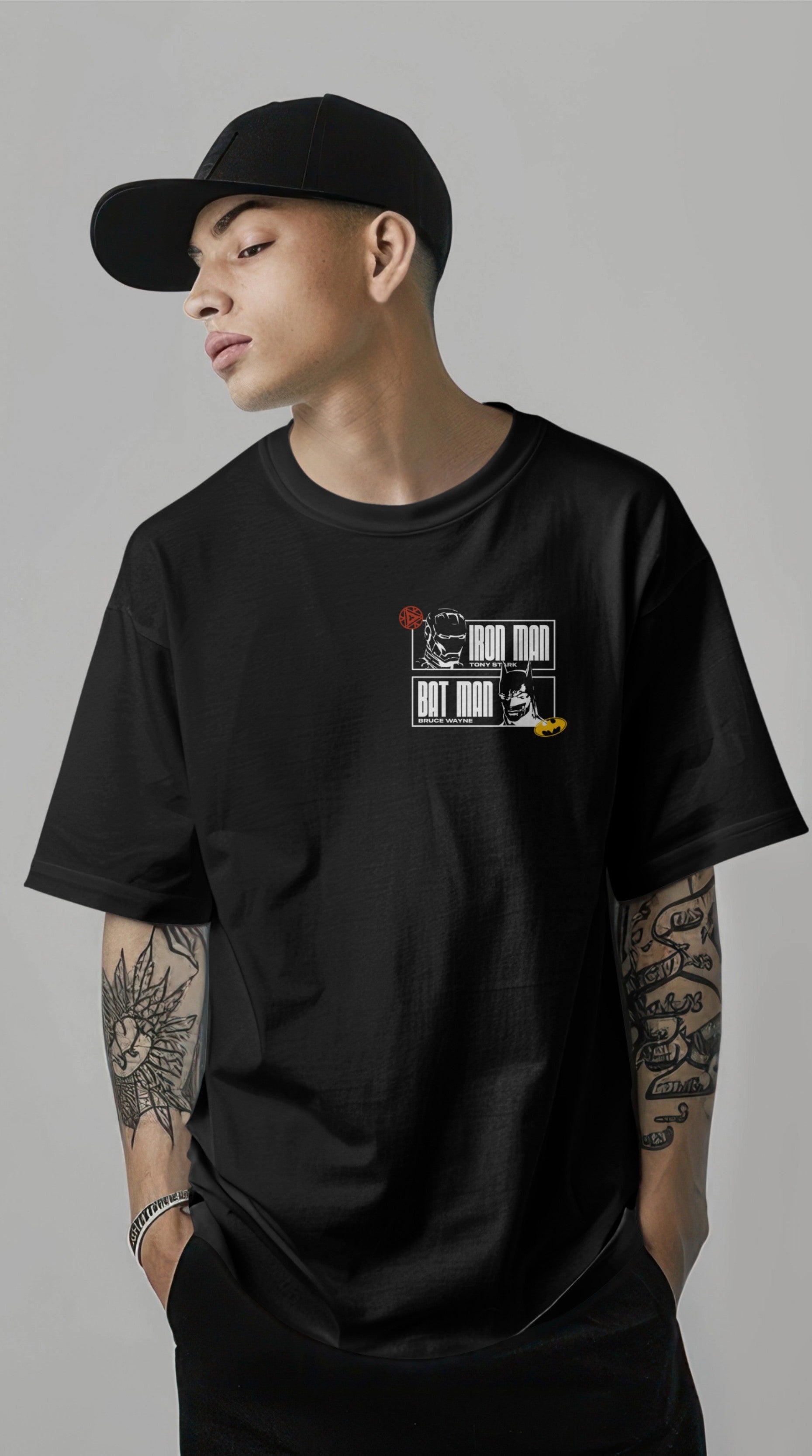 Iron Man vs Batman – "Billionaire Superheroes" Oversized T-Shirt Harble Outfits
