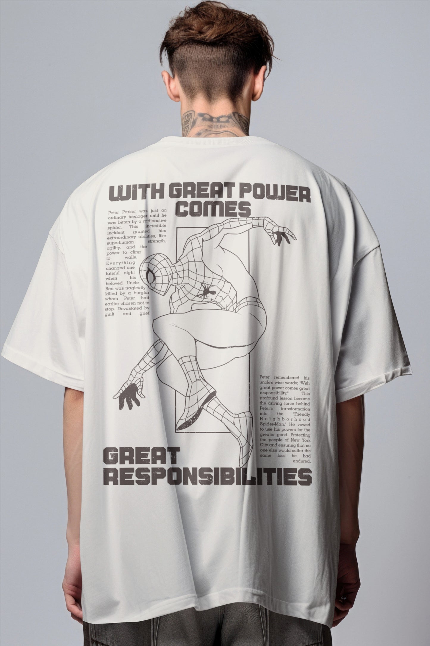 Spiderman Newspaper Printed Oversized T-Shirt Harble Outfits