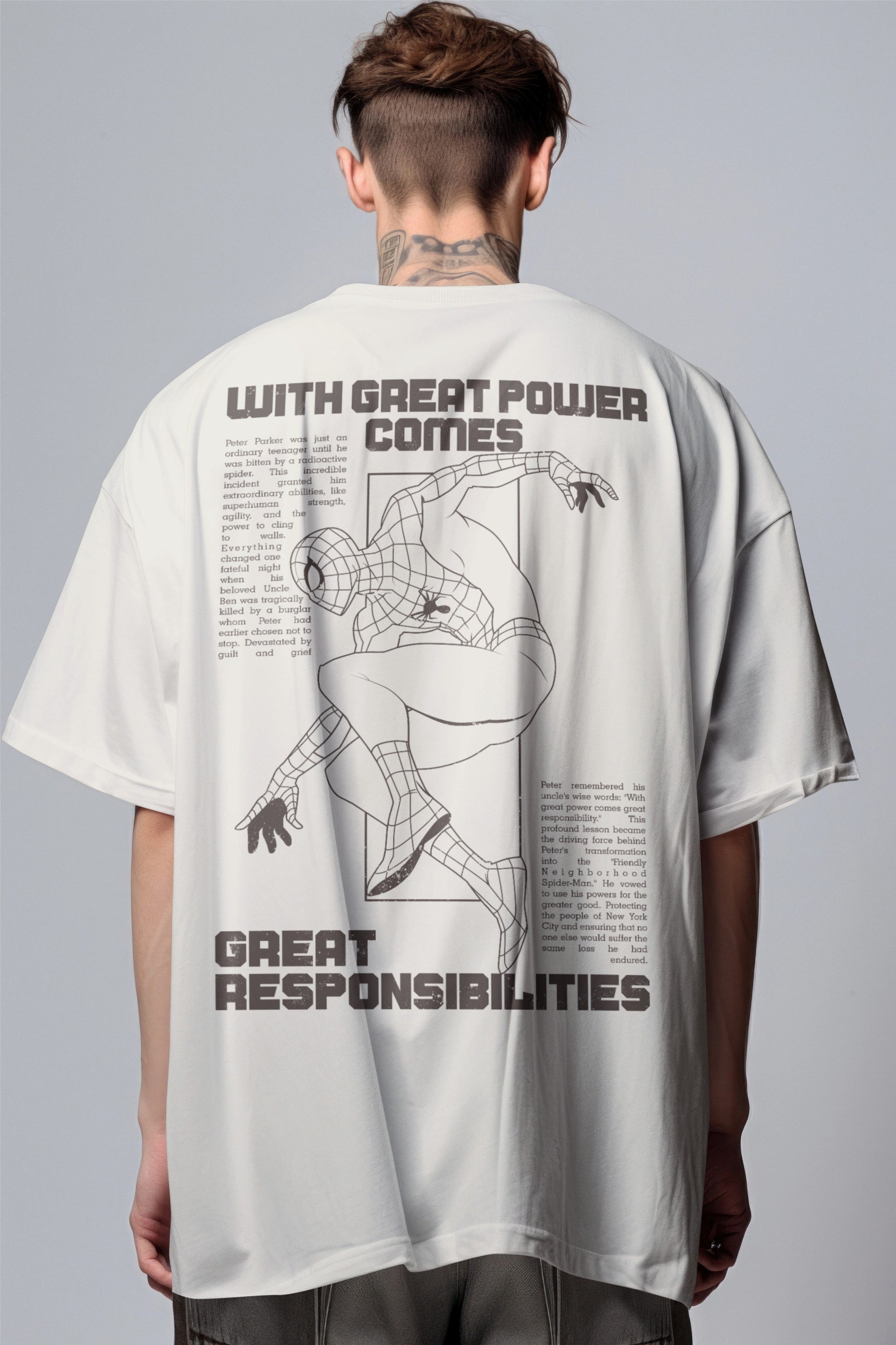 Spiderman Newspaper Printed Oversized T-Shirt Harble Outfits