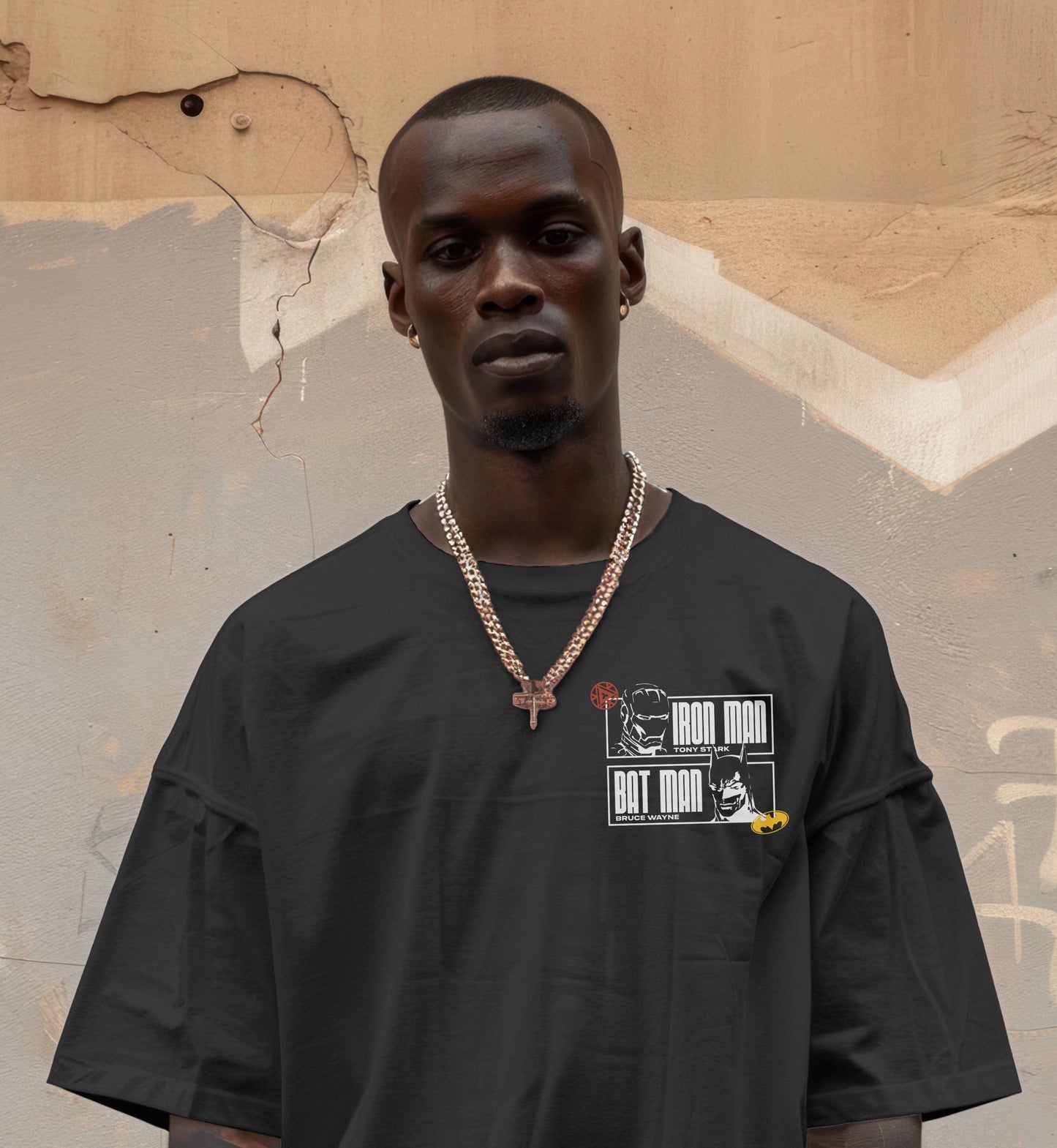 Iron Man vs Batman – "Billionaire Superheroes" Oversized T-Shirt Harble Outfits